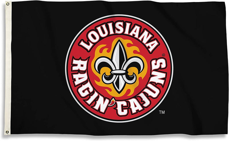 University of Louisiana Lafayette Ragin Cajuns Premium 3x5 Feet Flag Banner, Black Design, Metal Grommets, Outdoor Use, Single Sided