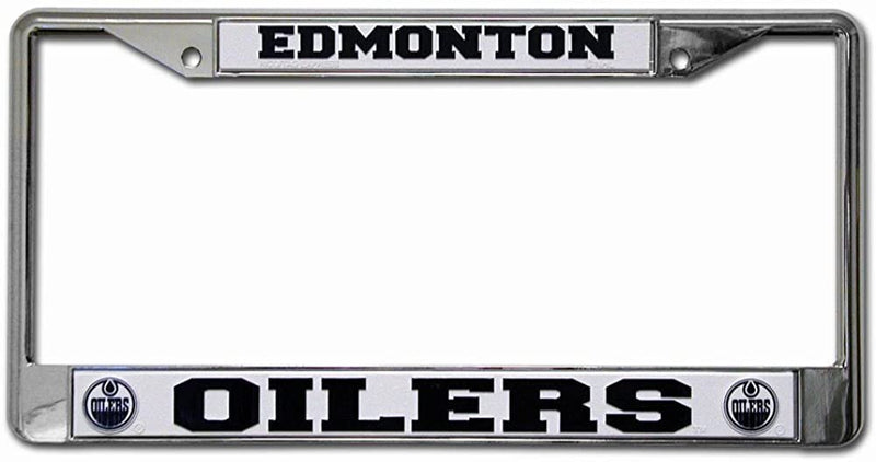 Edmonton Oilers Premium Metal License Plate Frame Chrome Tag Cover, 12x6 Inch