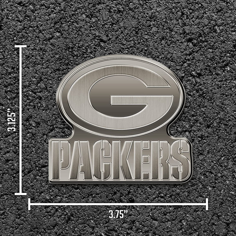 Green Bay Packers Solid Metal Auto Emblem Antique Nickel Design
