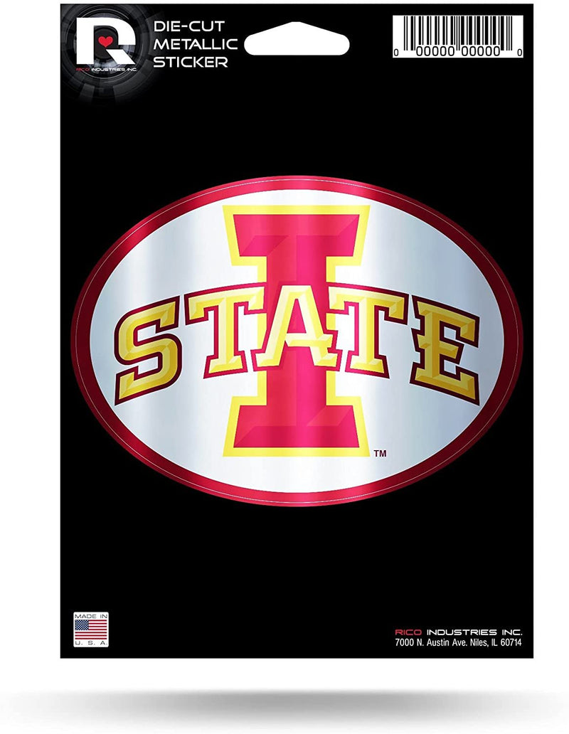 Iowa State University Cyclones 5 Inch Sticker Decal Metallic Shimmer Design Flat Vinyl