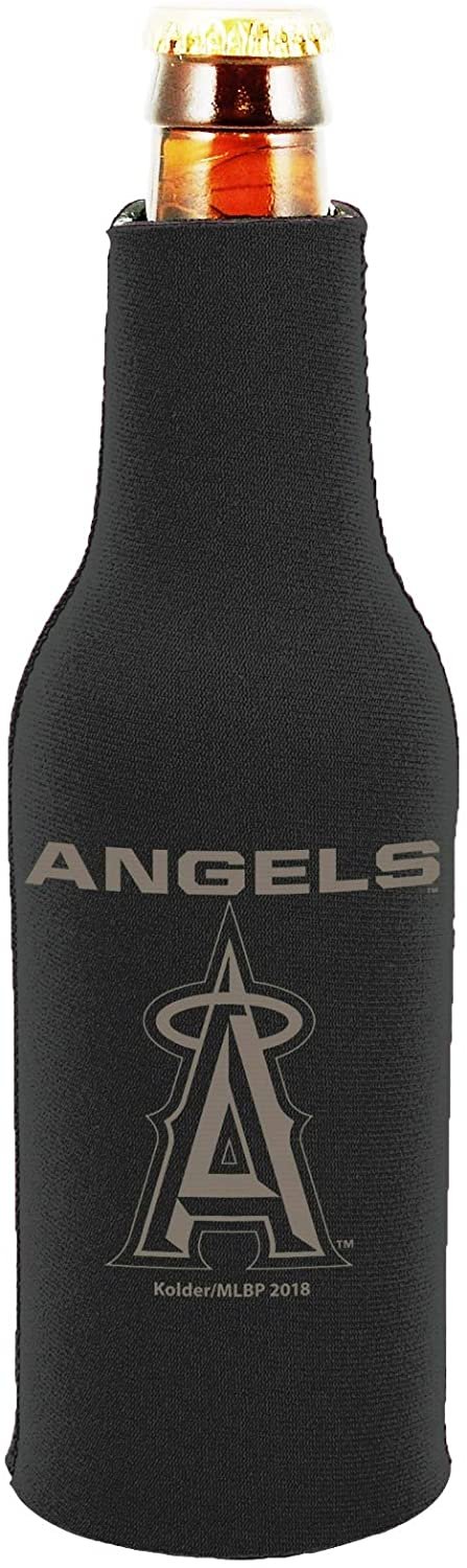 Los Angeles Angels 2-Pack Tonal Black Design Zipper Bottle Neoprene Beverage Insulator Holder Baseball