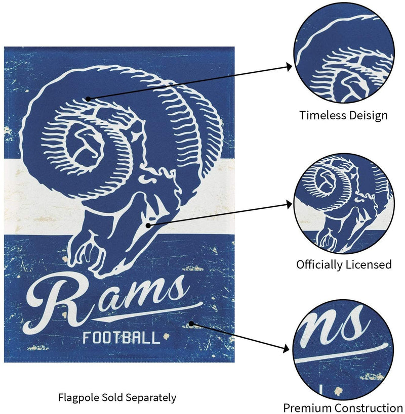 Los Angeles Rams Premium House Flag Banner, Double Sided, Retro Vintage Style, Linen, 28x44 Inch