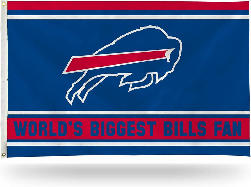 Buffalo Bills 3x5 Feet Flag Banner, World's Biggest Fan, Metal Grommets, Single Sided, Indoor or Outdoor Use