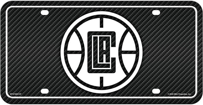 Los Angeles Clippers Metal Auto Tag License Plate, Carbon Fiber Design, 6x12 Inch