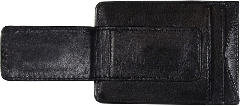 Houston Texans Black Leather Wallet, Front Pocket Magnetic Money Clip, Printed Logo