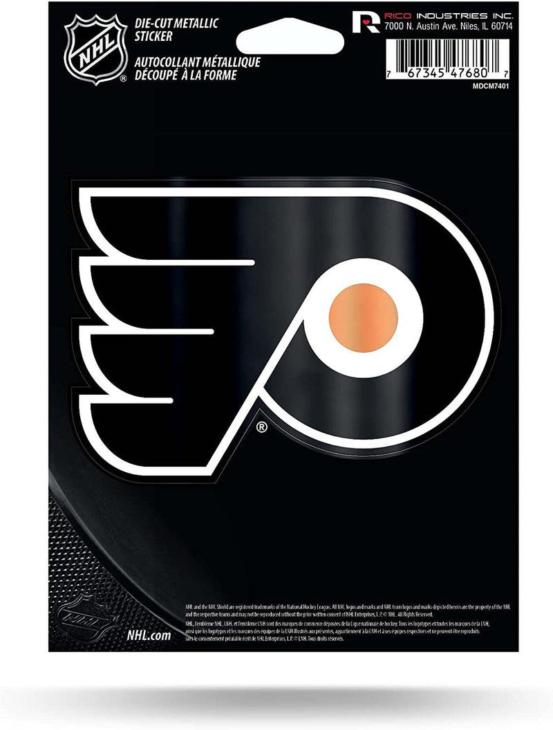 Philadelphia Flyers 5 Inch Die Cut Decal Sticker, Metallic Shimmer Design, Full Adhesive Backing