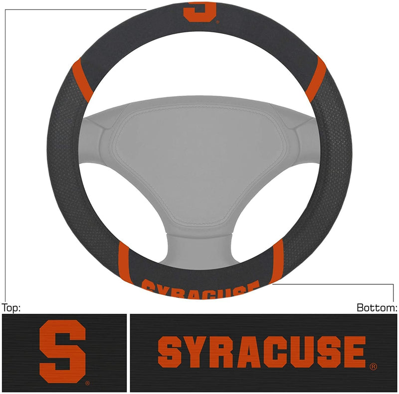 Syracuse Orange Steering Wheel Cover Premium Embroidered Black 15 Inch University