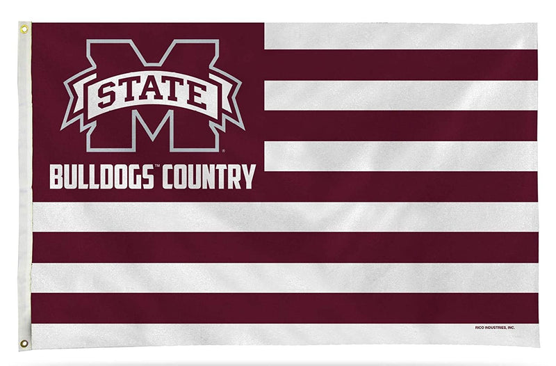 Mississippi State University Bulldogs Premium 3x5 Feet Flag Banner, Stripes Design, Metal Grommets, Outdoor Use, Single Sided