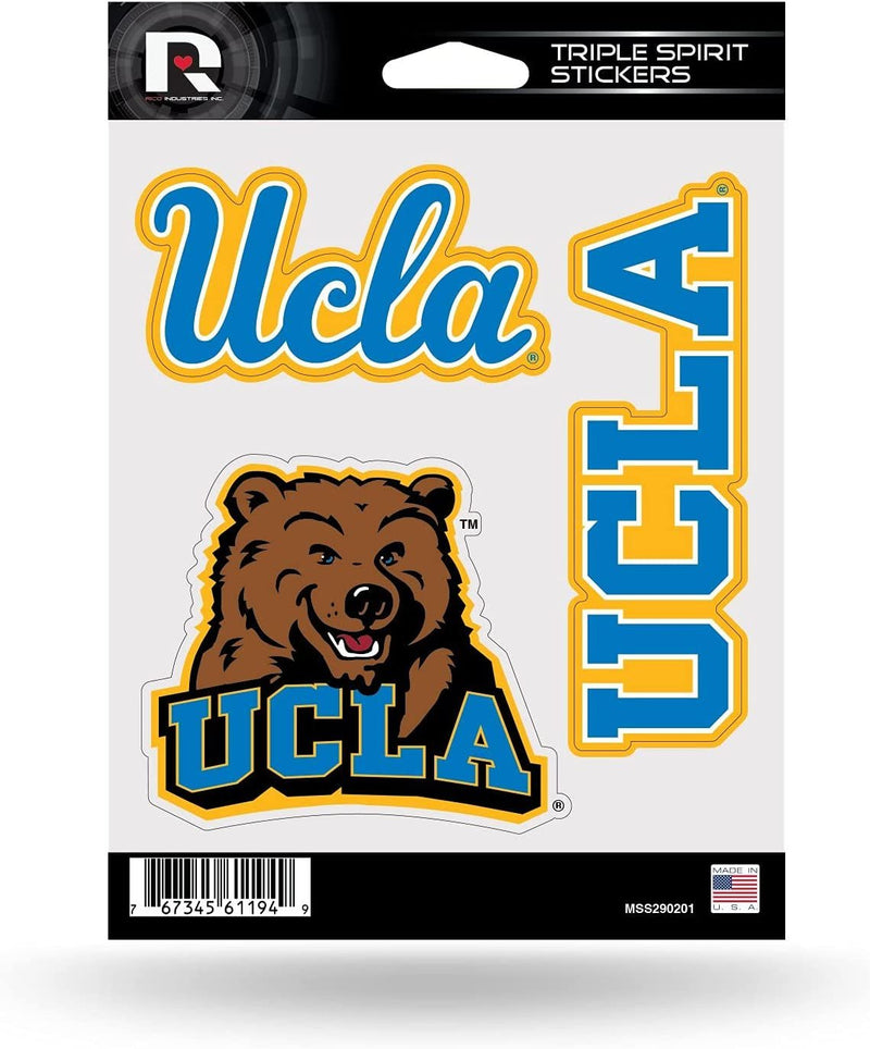 University of California Los Angeles Bruins UCLA Sticker Decal Sheet 3-Piece Die Cut 5x7 Inch