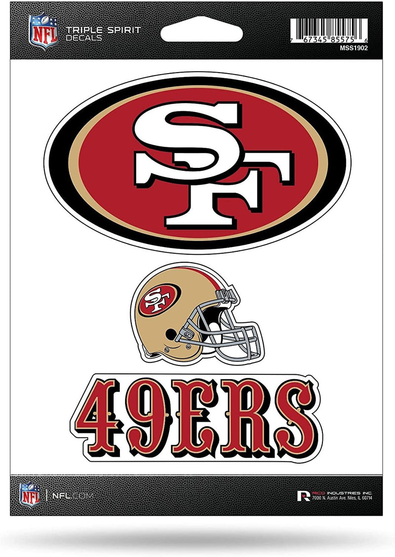 Rico Industries NFL San Francisco 49ers Die Cut 3-Piece Triple Spirit Sticker Sheet