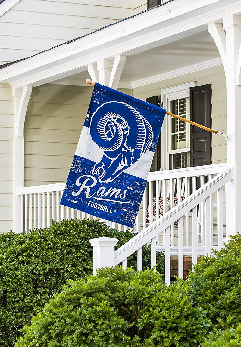 Los Angeles Rams Premium House Flag Banner, Double Sided, Retro Vintage Style, Linen, 28x44 Inch