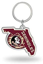 Florida State University Seminoles Metal Keychain State Shape Design