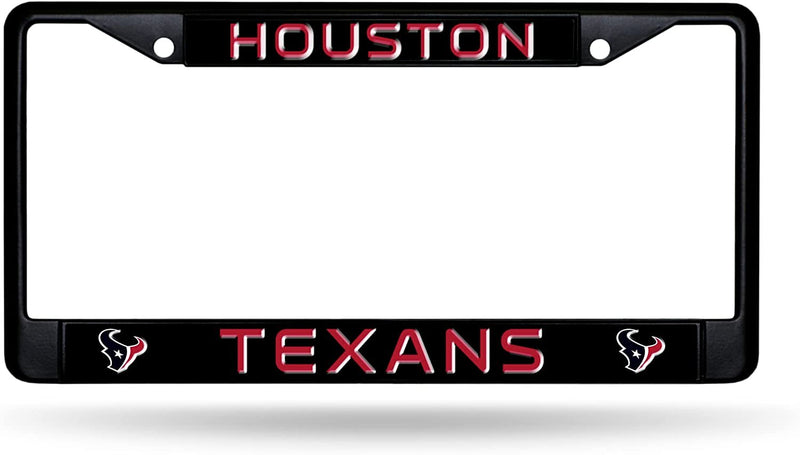 Houston Texans Black Metal License Plate Frame Chrome Tag Cover 6x12 Inch