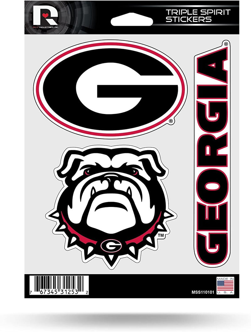 Georgia Bulldogs Die Cut 3-Piece Triple Spirit Sticker Sheet