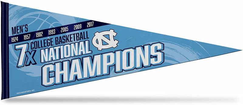 University of North Carolina Tar Heels 7-Time Champions Soft Felt Pennant, 12x30 Inch, Easy To Hang
