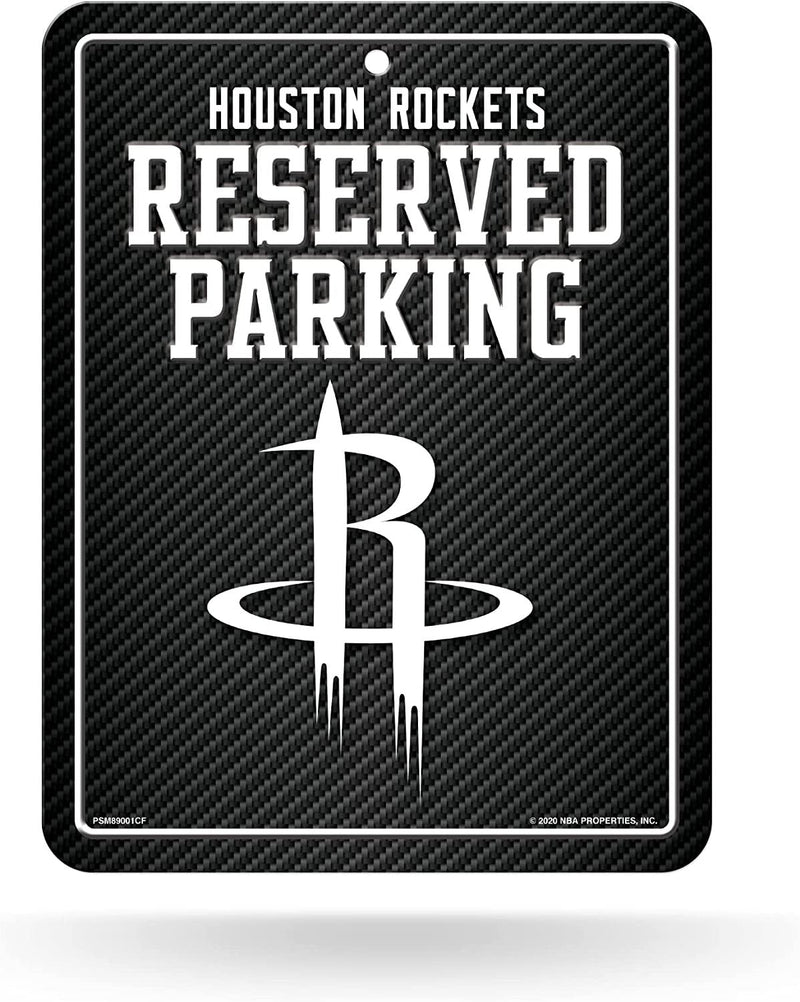 Houston Rockets Metal Parking Novelty Wall Sign 8.5 x 11 Inch Carbon Fiber Design