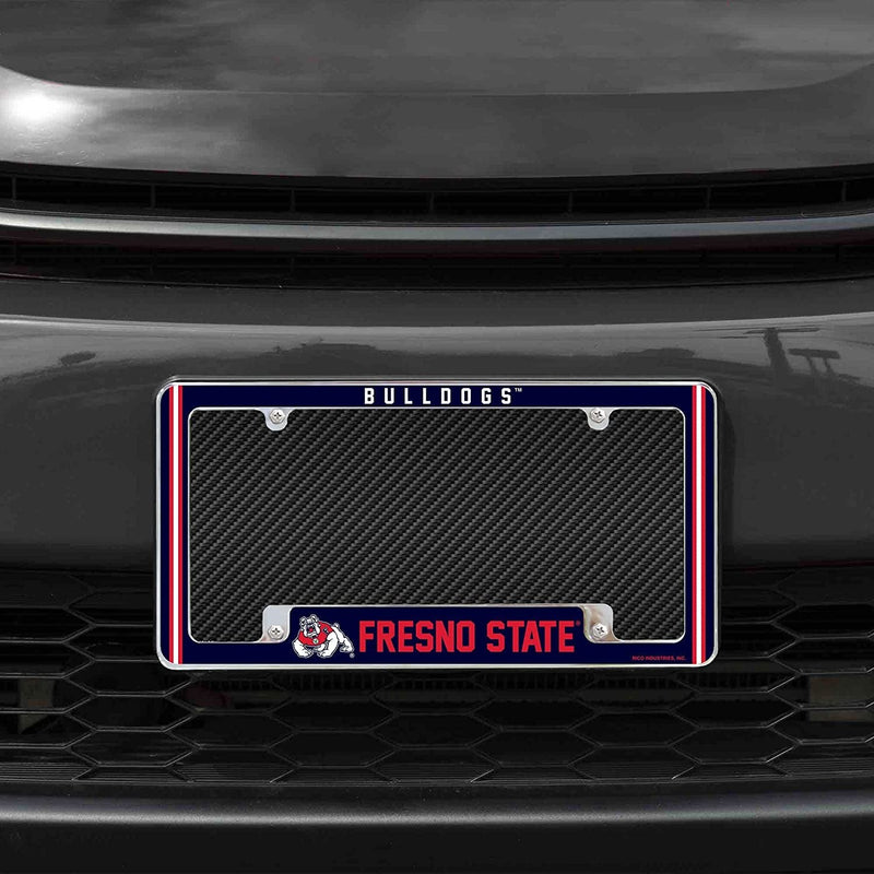 Fresno State University Bulldogs Metal License Plate Frame Chrome Tag Cover Alternate Design 6x12 Inch