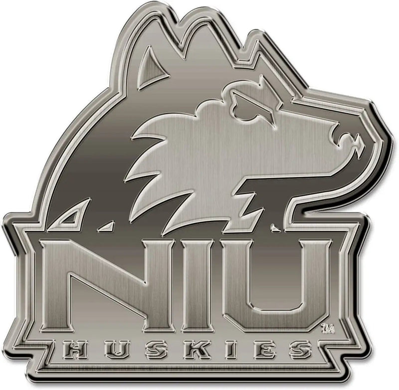 University of Northern Illinois Huskies Solid Metal Auto Emblem Antique Nickel for Car/Truck/SUV