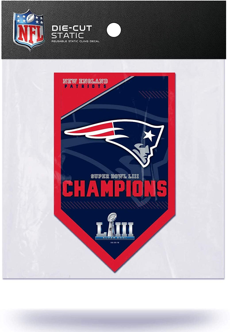 Patriots Super Bowl LIII Champions 6" Flat Vinyl Die Cut Static Cling Decal Sticker Football