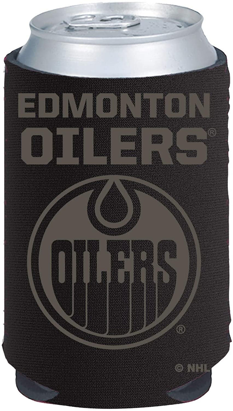 Edmonton Oilers Tonal Black Design 2-Pack 12oz CAN Neoprene Beverage Insulator Holder Cooler Hockey