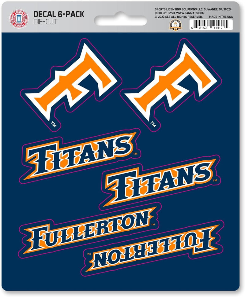 University of California Fullerton Titans 6-Piece Decal Sticker Set, 5x6 Inch Sheet, Gift for football fans for any hard surfaces around home, automotive, personal items