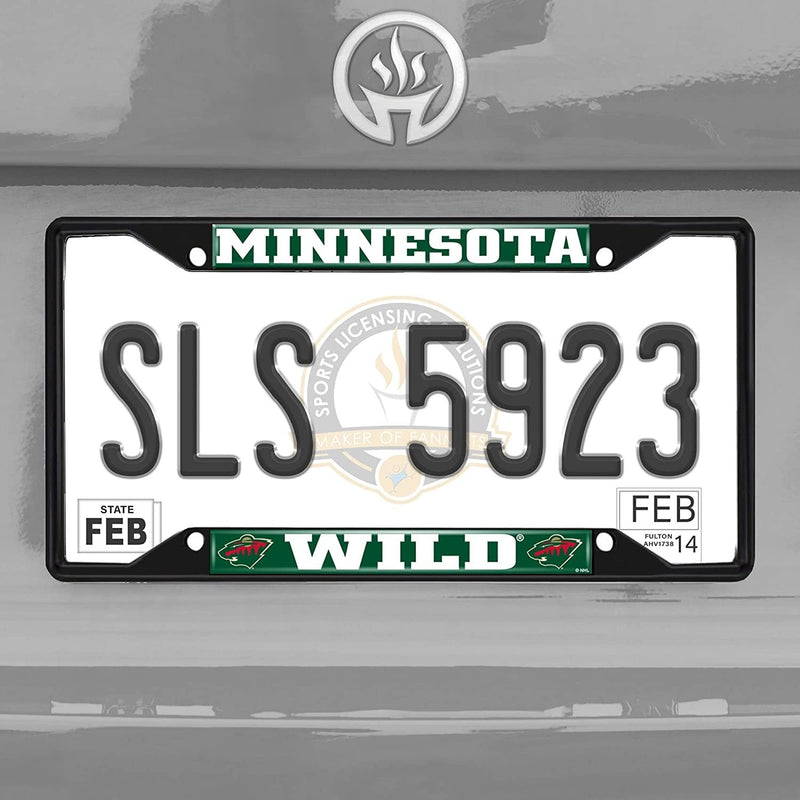 FANMATS 31384 Minnesota Wild Metal License Plate Frame Black Finish
