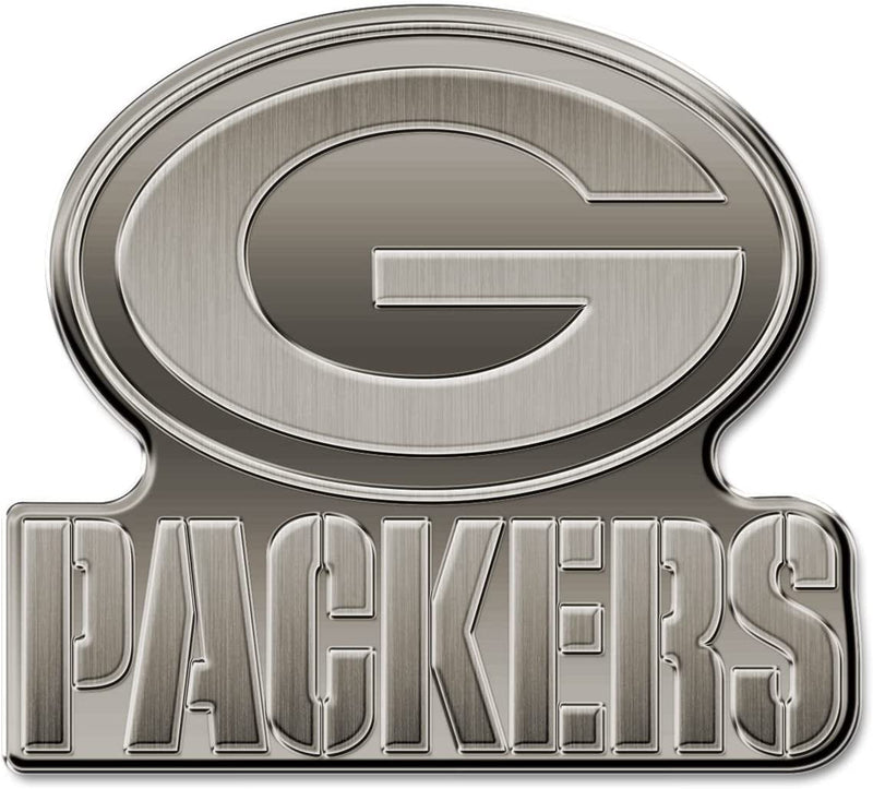Green Bay Packers Solid Metal Auto Emblem Antique Nickel Design