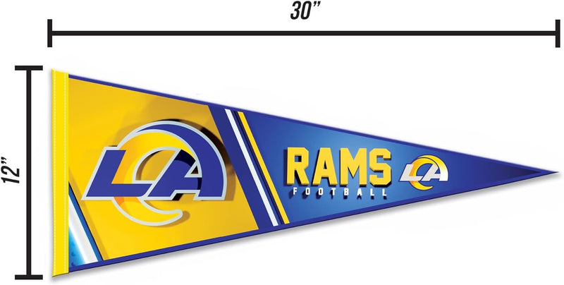 Los Angeles Rams 12x30 Inch Soft Felt Pennant, Primary Logo, Wall Decor, Man Cave