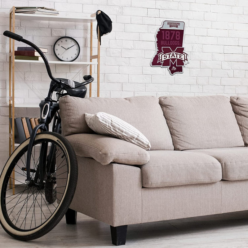 Mississippi State University Bulldogs Soft Felt Pennant, State Shape Design, 18 Inch