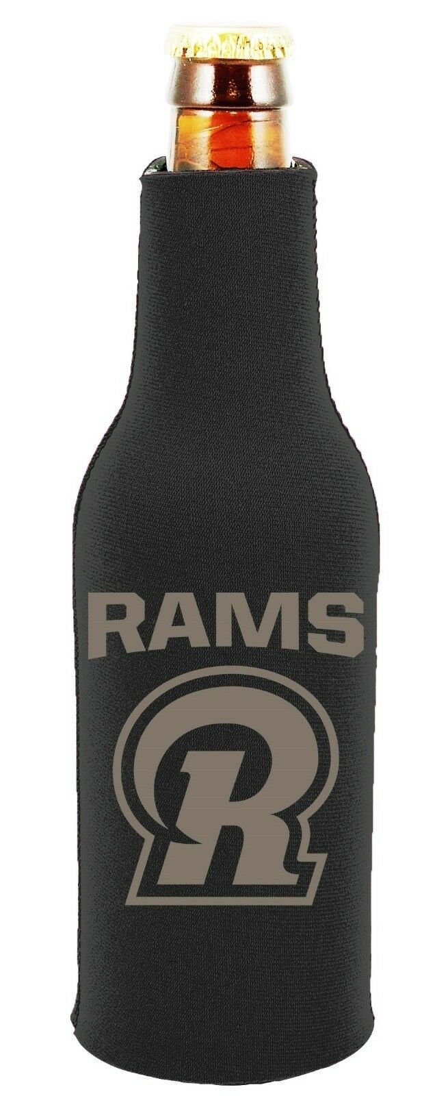 Los Angeles Rams 2-PACK Zipper BOTTLE Tonal Black Koozie Neoprene Holder Cooler
