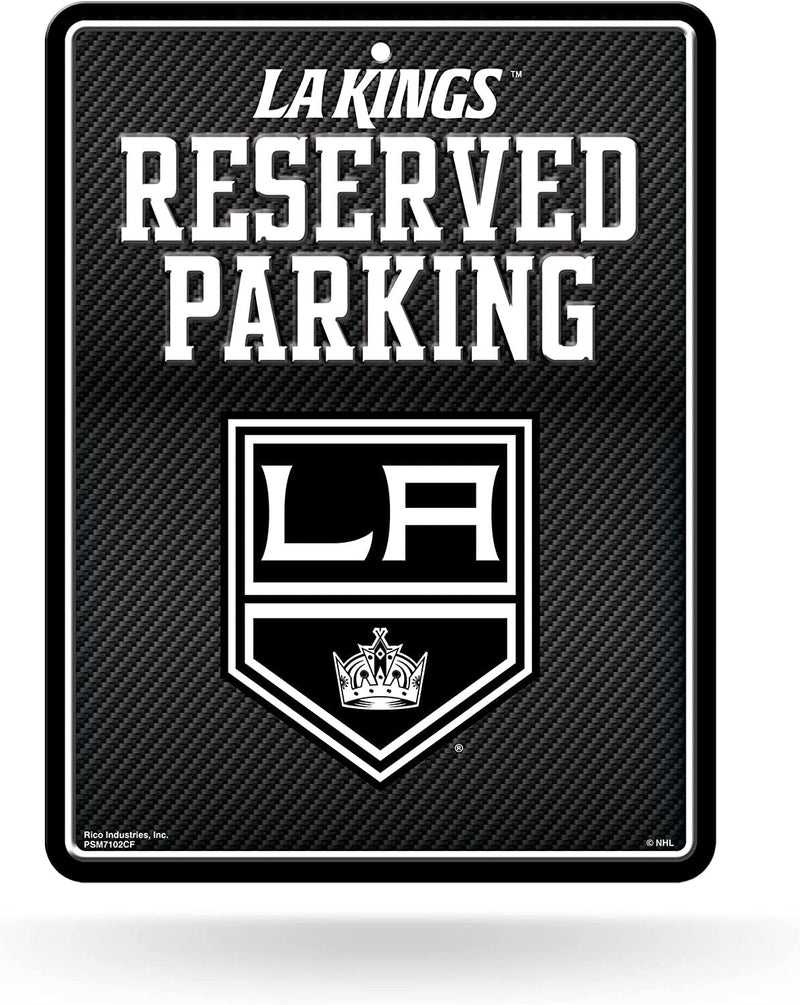 Los Angeles Kings Metal Parking Novelty Wall Sign 8.5 x 11 Inch Carbon Fiber Design