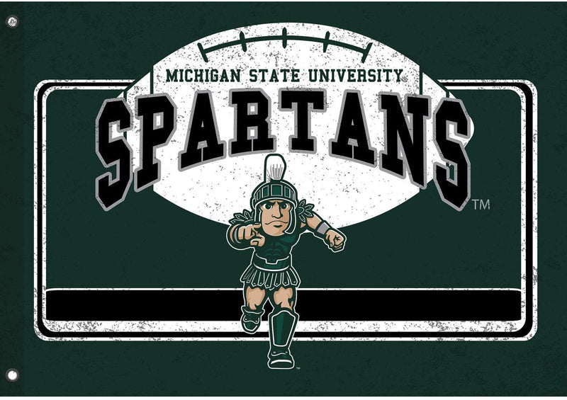 Michigan State University Spartans Premium Double Sided Flag Banner, Estate Style, Linen, 36x52 Inch