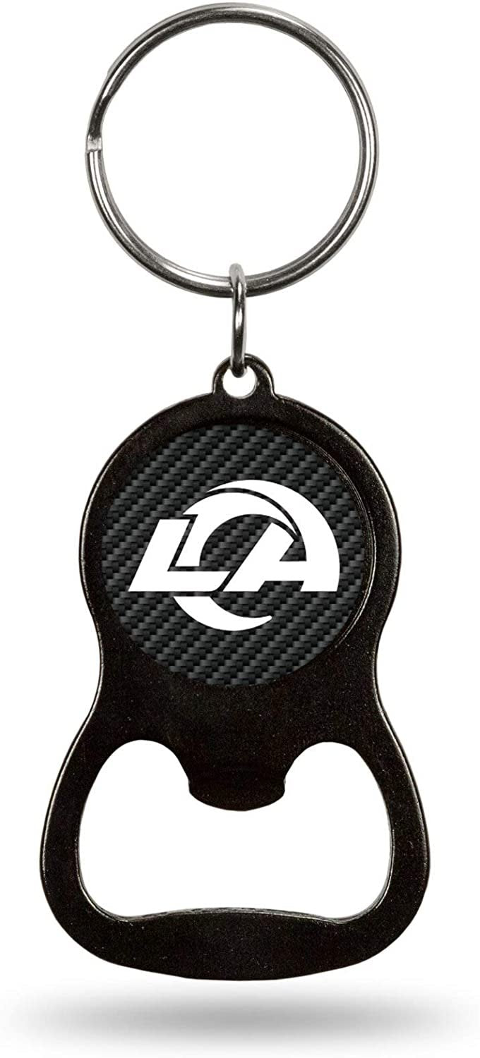 Los Angeles Rams Bottle Opener Keychain Carbon Fiber Design Metal Football