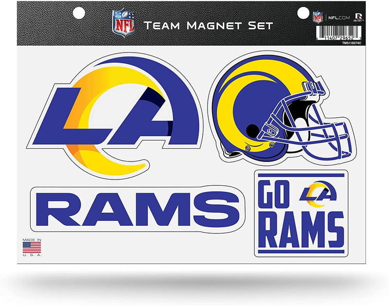 Rico Industries NFL Los Angeles Rams 8.5" x 11" Team Magnet Set for Car, Refrigerator, Fridge, Locker, Office Cabinet