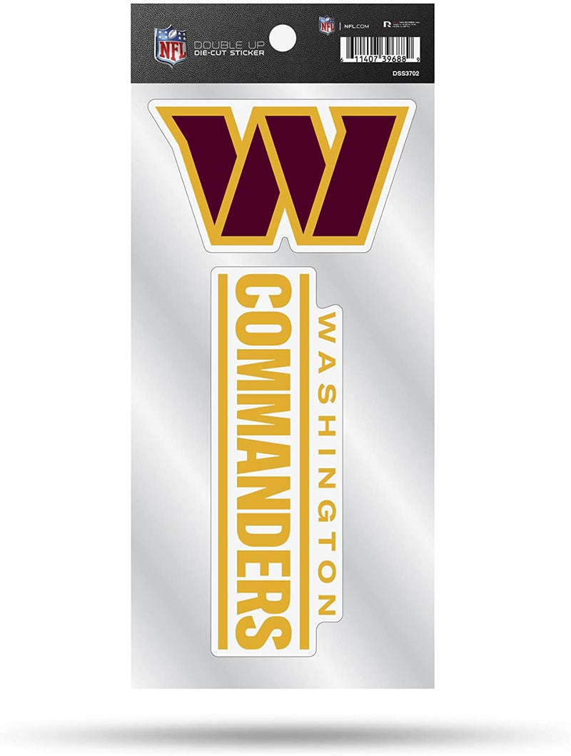 Washington Commanders 2-Piece Double Up Die Cut Sticker Decal Sheet, 4x8 Inch