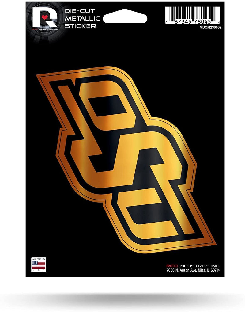 Oklahoma State University Cowboys 5 Inch Die Cut Sticker Decal Shimmer Metallic Design Adhesive Backing