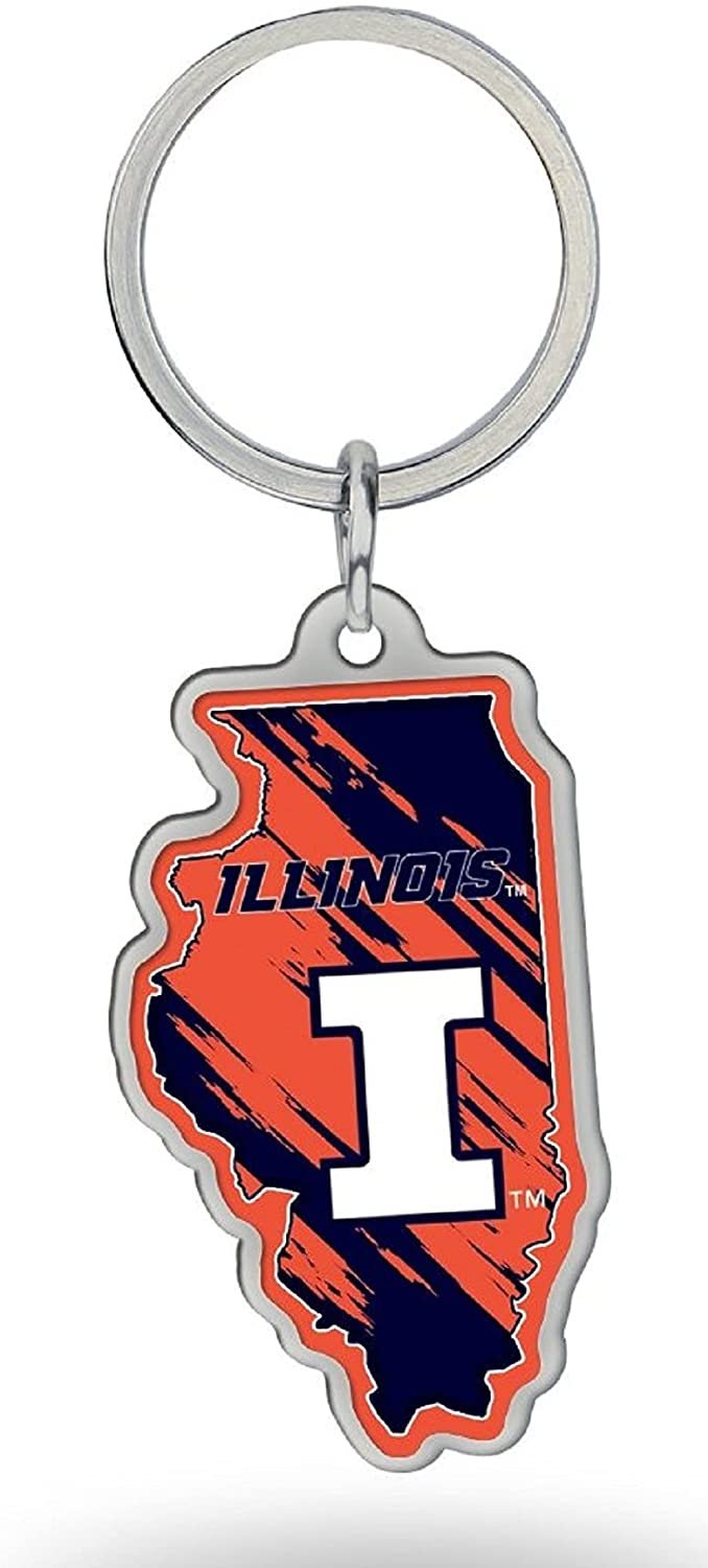 University of Illinois Illini State Shape Keychain Metal