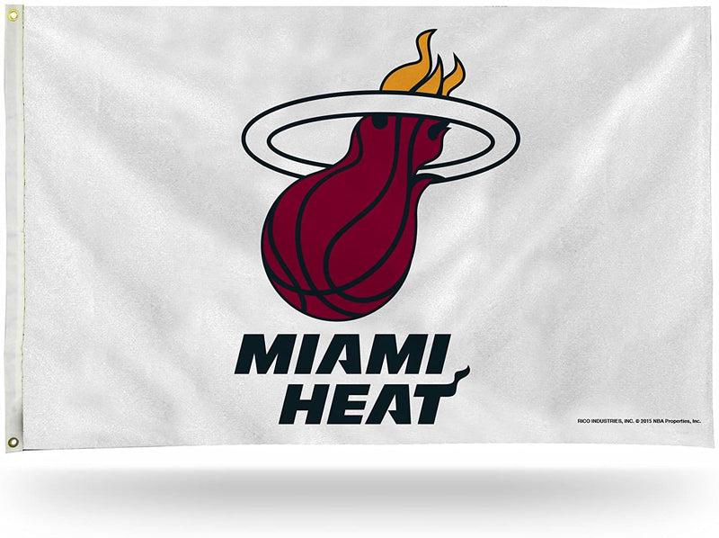 Miami Heat Premium 3x5 Feet Flag Banner, White Design, Metal Grommets, Outdoor Use, Single Sided