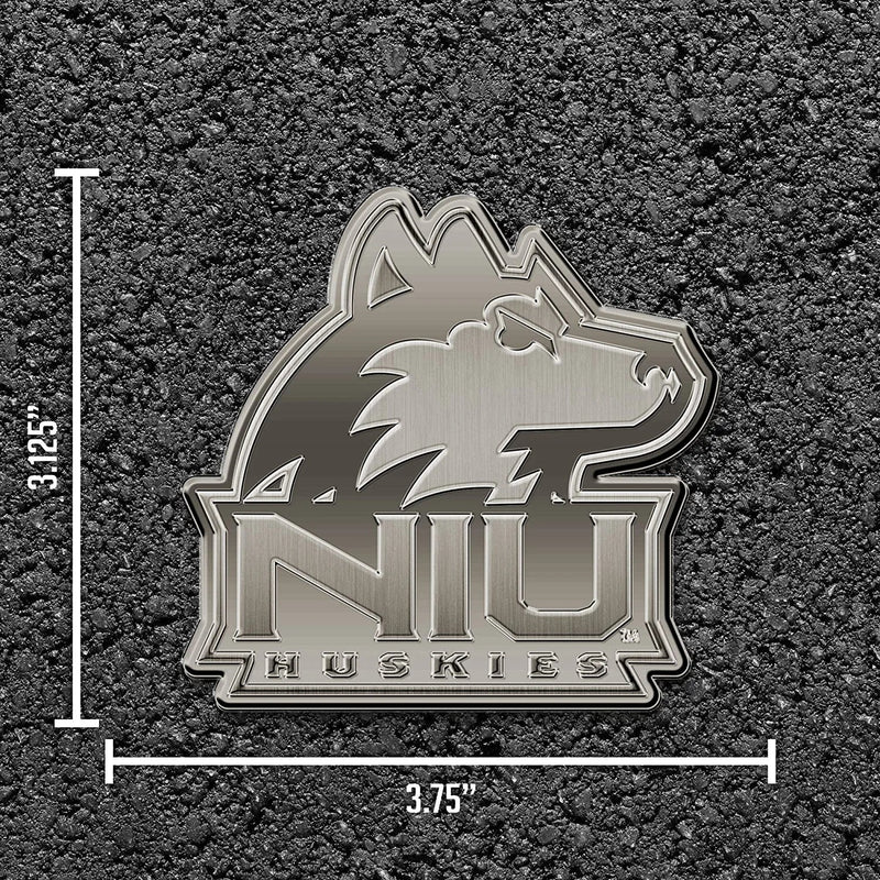 University of Northern Illinois Huskies Solid Metal Auto Emblem Antique Nickel for Car/Truck/SUV