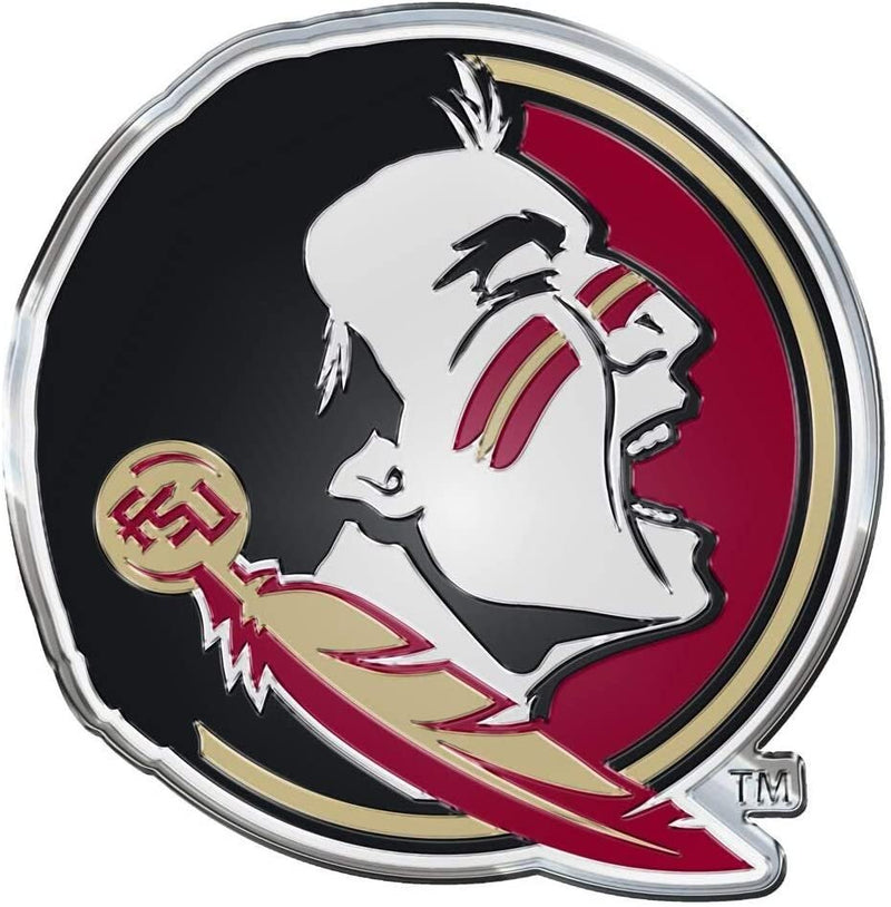 Florida State University Seminoles Auto Emblem, Aluminum Metal, Embossed Team Color, Raised Decal Sticker, Full Adhesive Backing