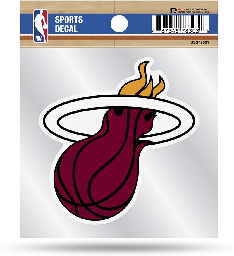 Miami Heat 4x4 Die Cut Inch Decal Sticker Flat Vinyl, Primary Logo, Clear Backing