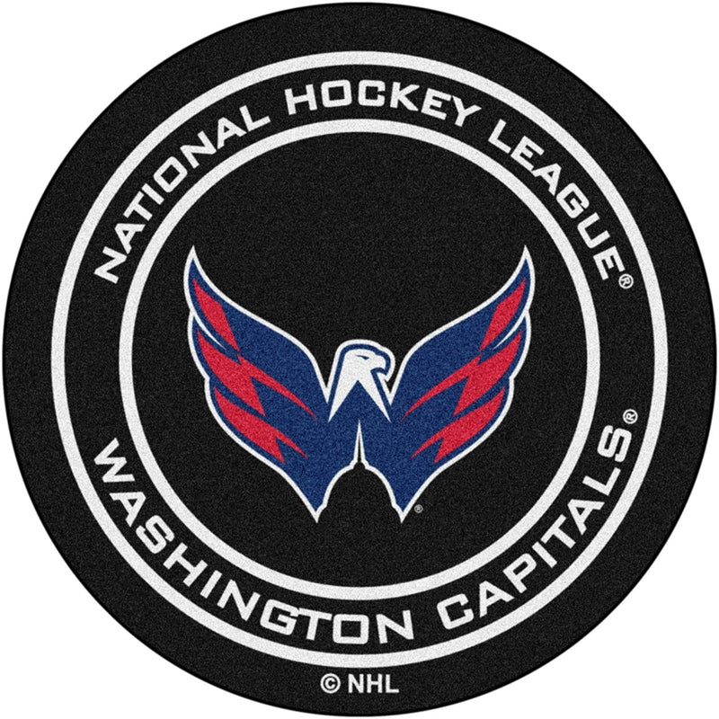 Washington Capitals 27 Inch Area Rug Floor Mat, Nylon, Anti-Skid Backing, Puck Shaped