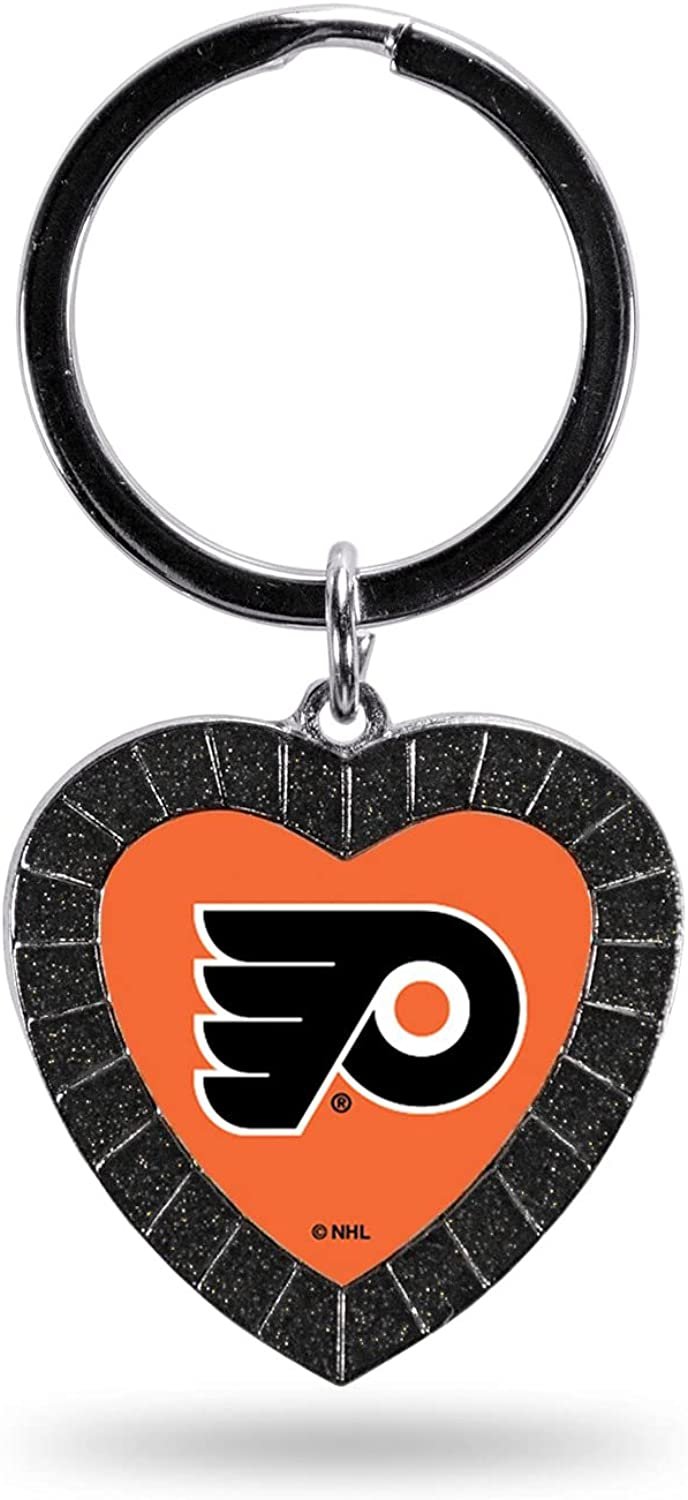 Flyers Keychain Rhinestone Heart Decal Emblem Team Color Hockey