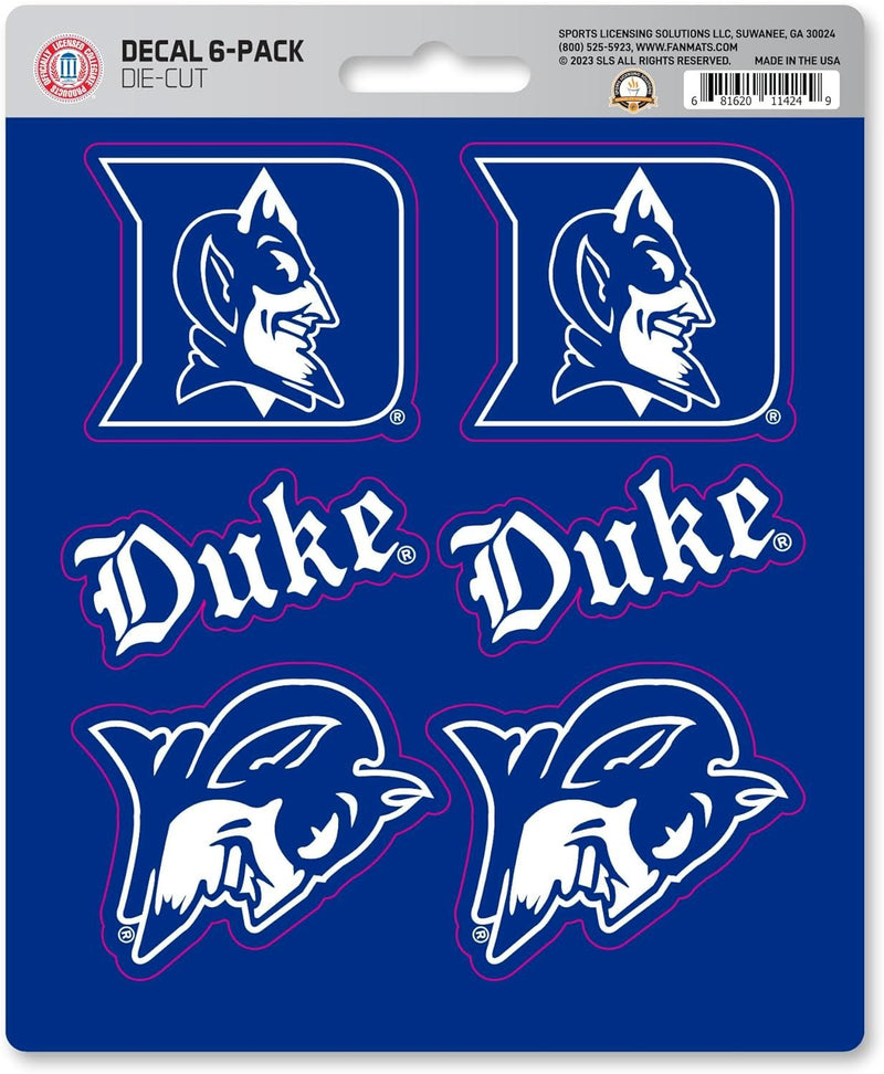Duke University Blue Devils 6-Piece Decal Sticker Set, 5x6 Inch Sheet, Gift for football fans for any hard surfaces around home, automotive, personal items