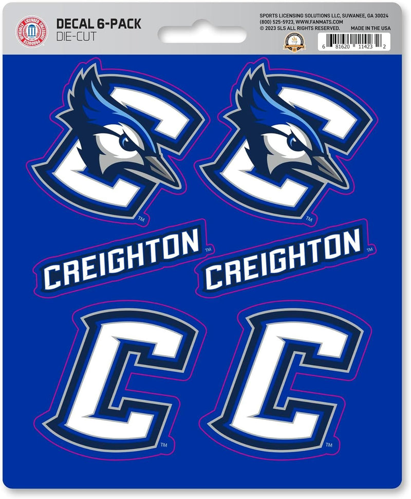 Creighton University Bluejays 6-Piece Decal Sticker Set, 5x6 Inch Sheet, Gift for football fans for any hard surfaces around home, automotive, personal items