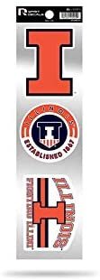 Illinois Fighting Illini 3 Piece Retro Spirit Decals Premium Throwback Stickers