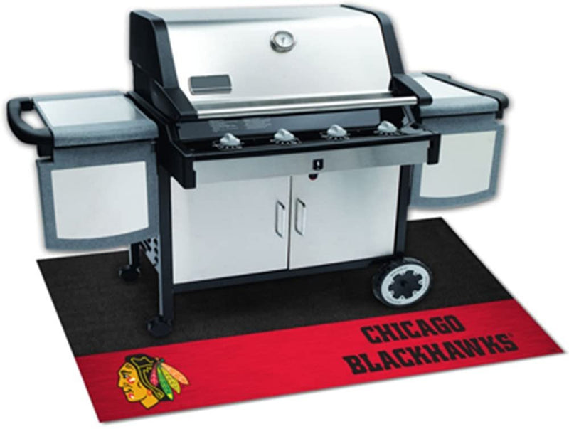 Chicago Blackhawks Grill Mat, Vinyl, 26x42 Inch, Heavy Duty