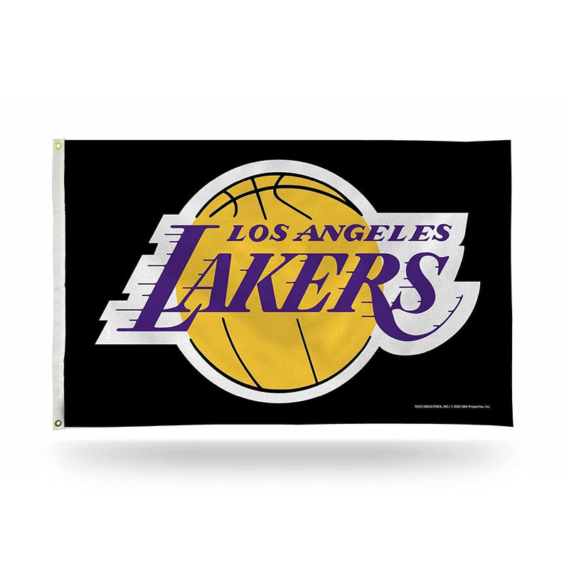 Los Angeles Lakers Premium 3x5 Feet Flag Banner, Black Design, Metal Grommets, Outdoor Use, Single Sided