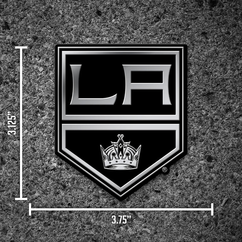Los Angeles Kings Auto Emblem, Silver Chrome Color, Raised Molded Plastic, 3.5 Inch, Adhesive Tape Backing