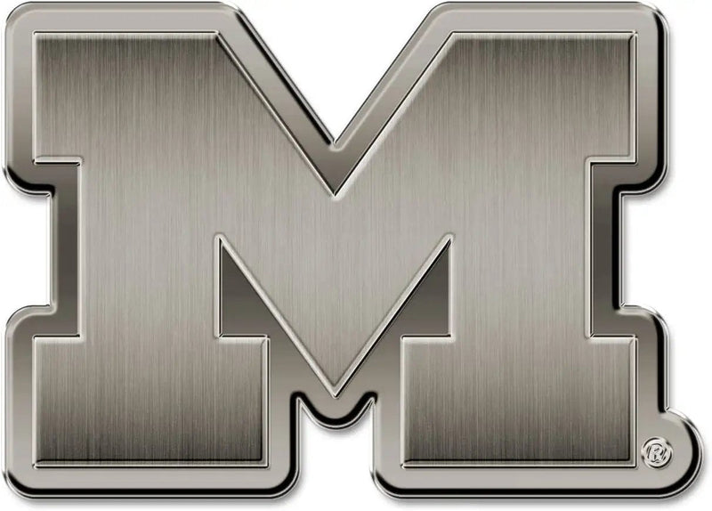 Michigan Wolverines Solid Metal Auto Emblem Antique Nickel for Car/Truck/SUV